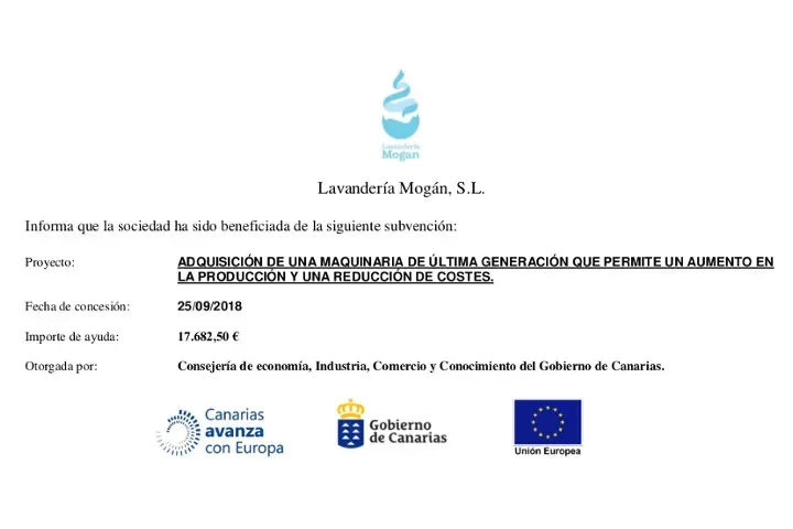 Comunicado de la subvención de 2018